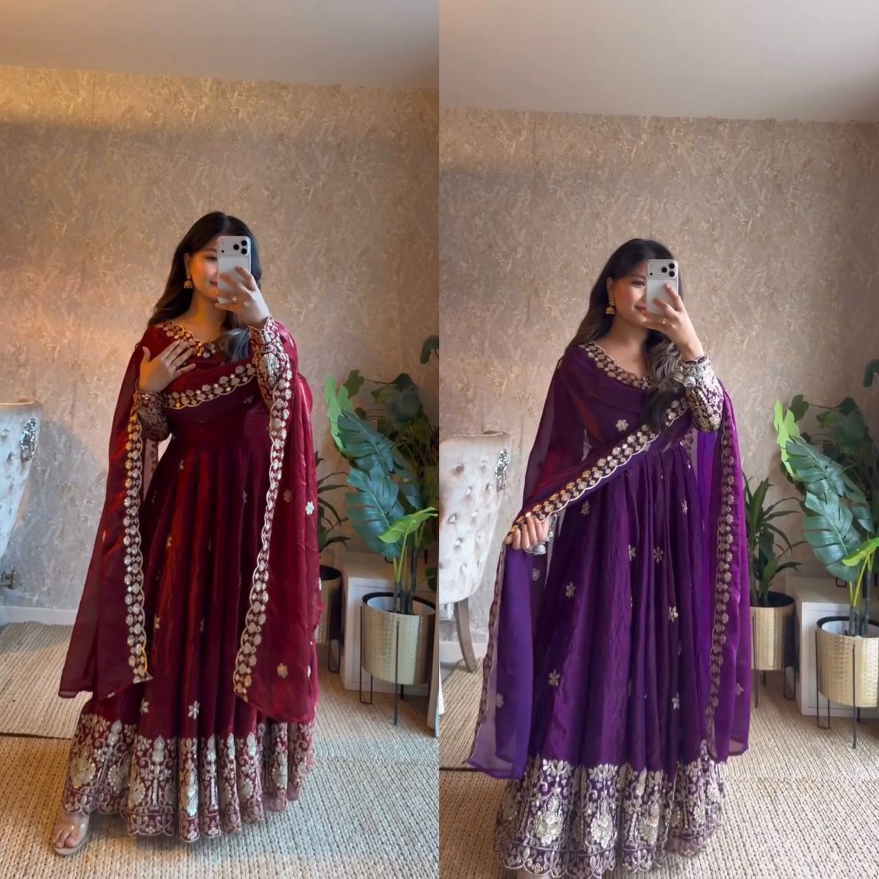 Premium Fendy Silk Anarkali Suit for Women