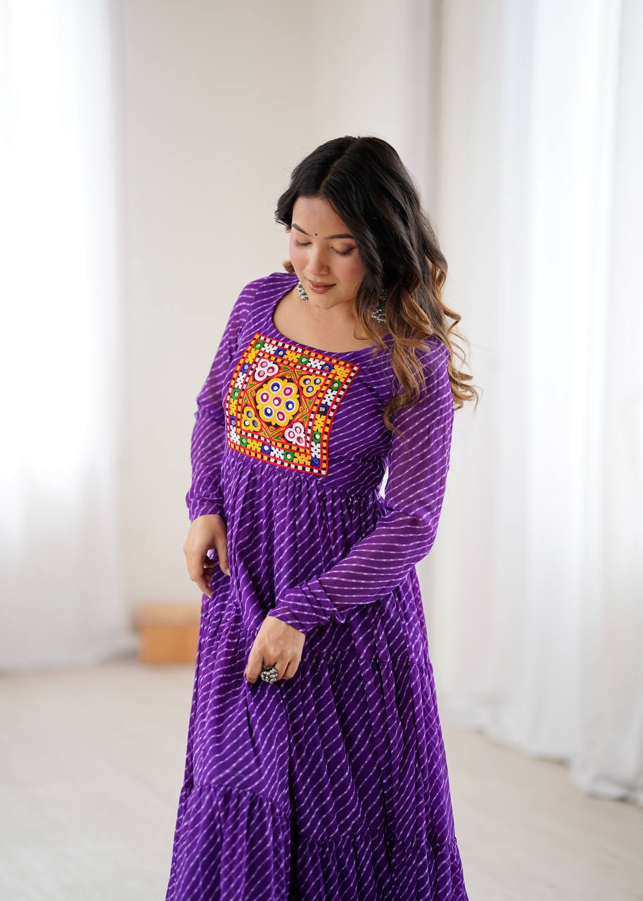 Laheriya Print Georgette Anarkali Dress for Women