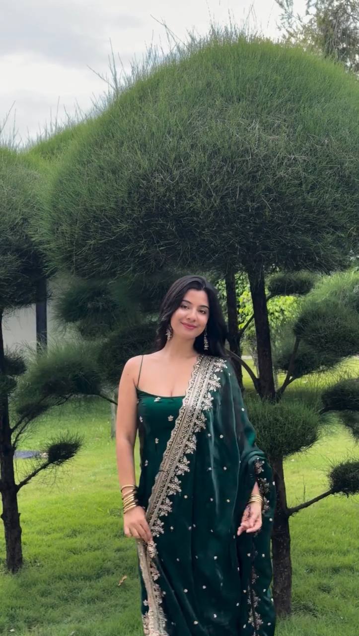 Bottle Green Pakistani Suit for Women | Party Wear Salwar Kameez