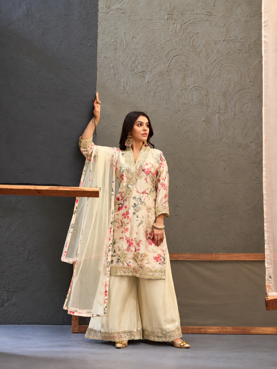 Festive Straight Kurta Palazzo Set for Women