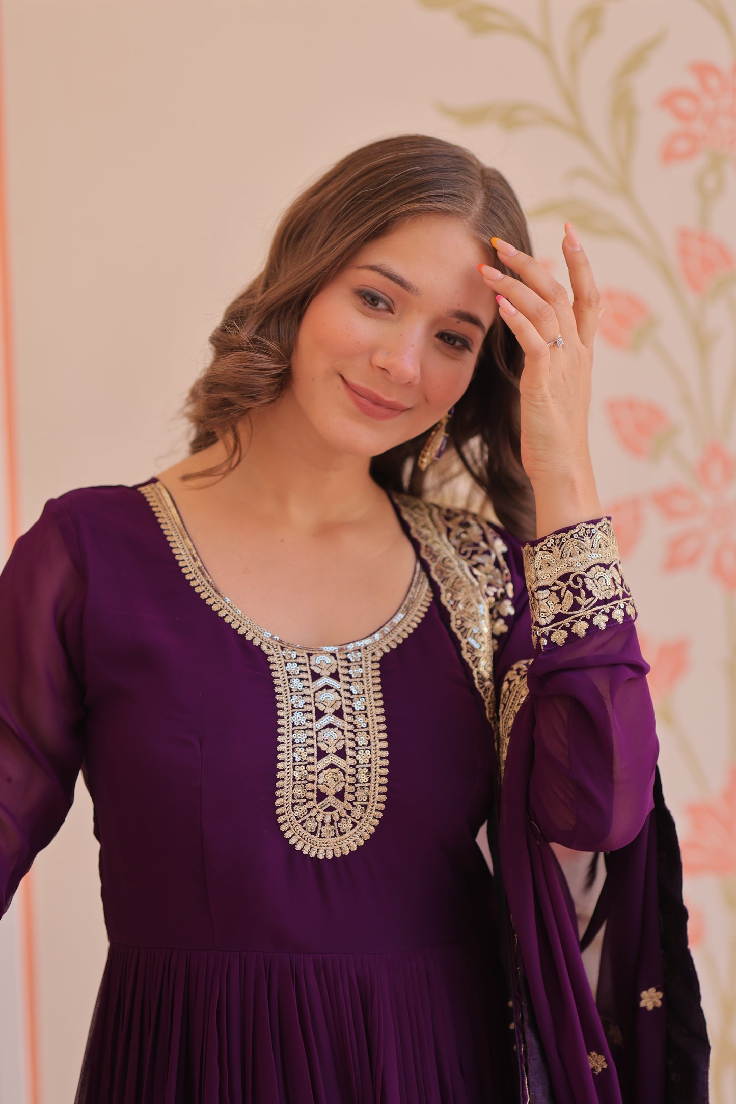 Premium Faux Georgette Designer Gown with Embroidery Dupatta