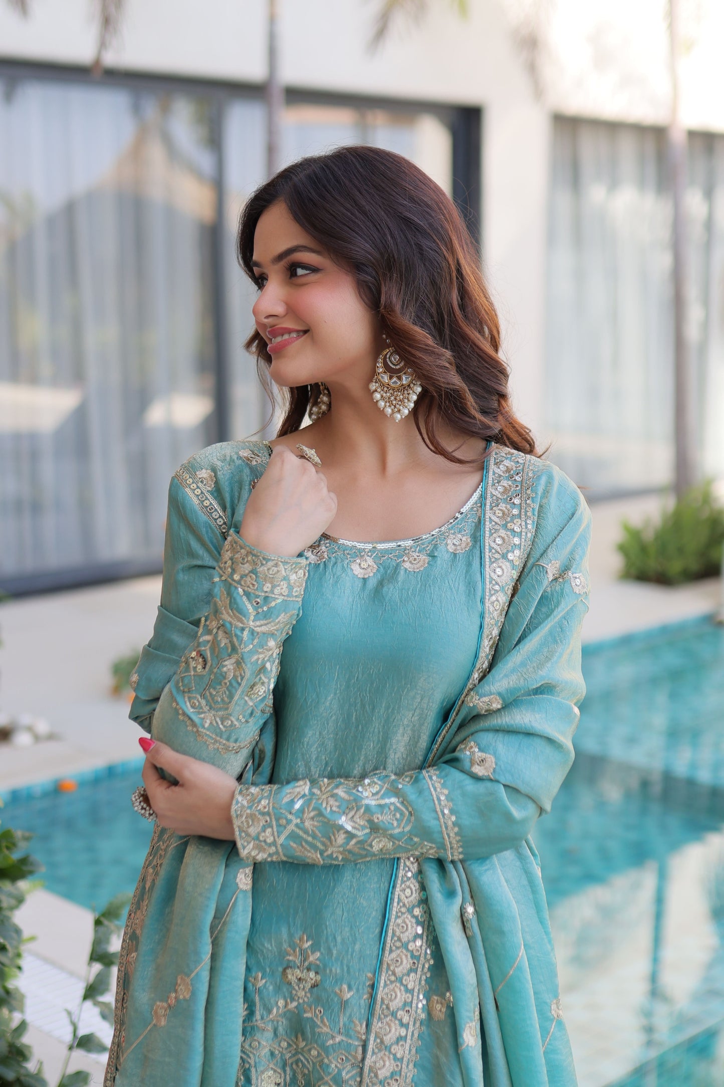 Embroidered Kurta Sharara Set with Dupatta