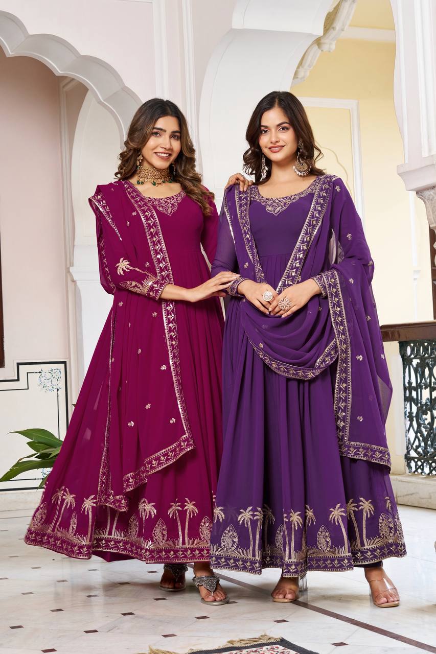 Sequined Faux Georgette Anarkali Suit for Women