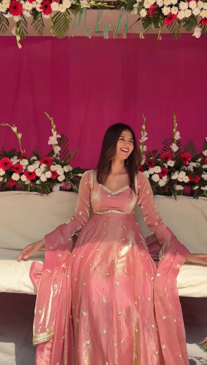 Fendy Silk Anarkali Suit with Thread and Sequence Work