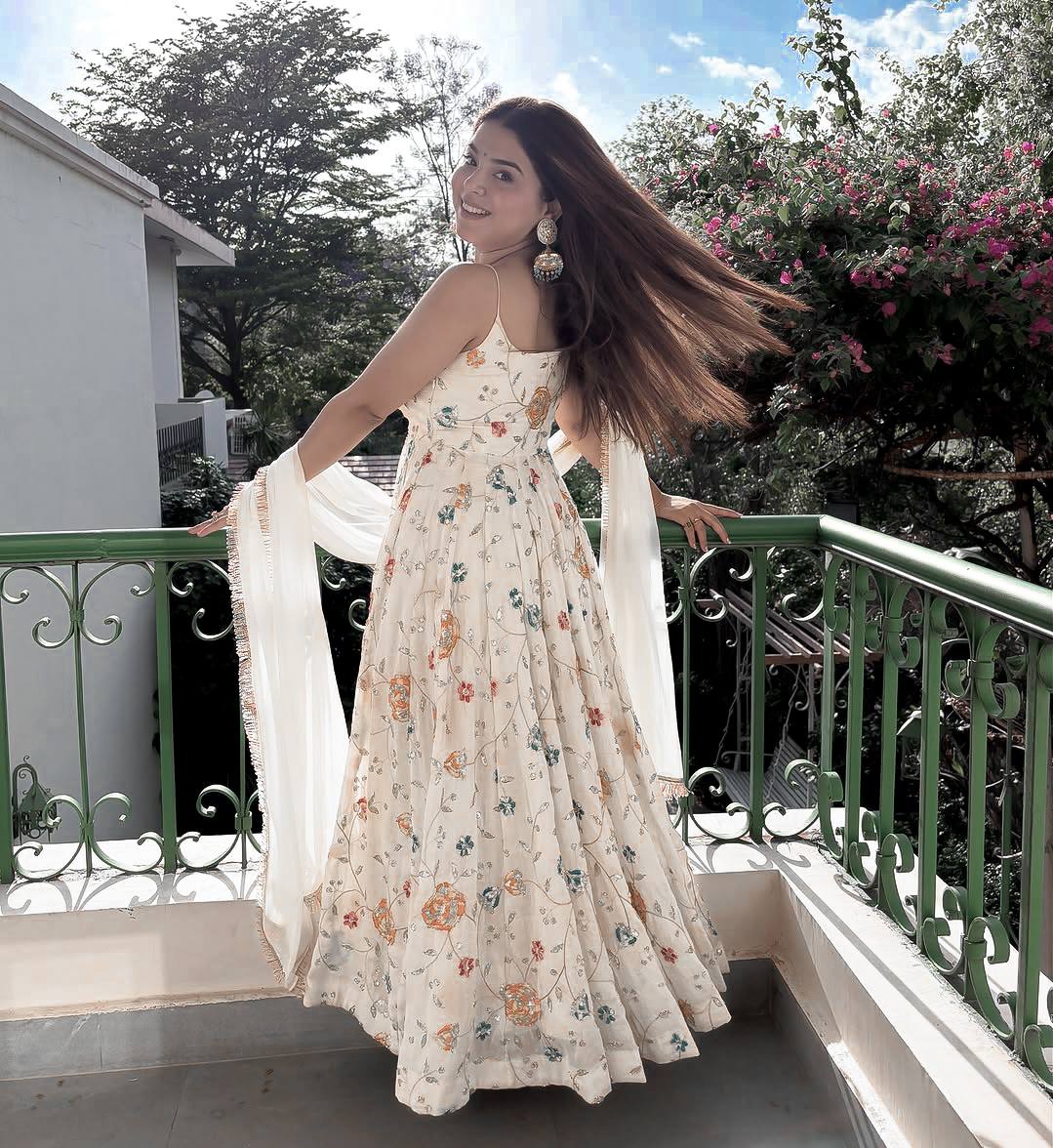 Floral Georgette Anarkali Salwar Kameez Suit with Dupatta