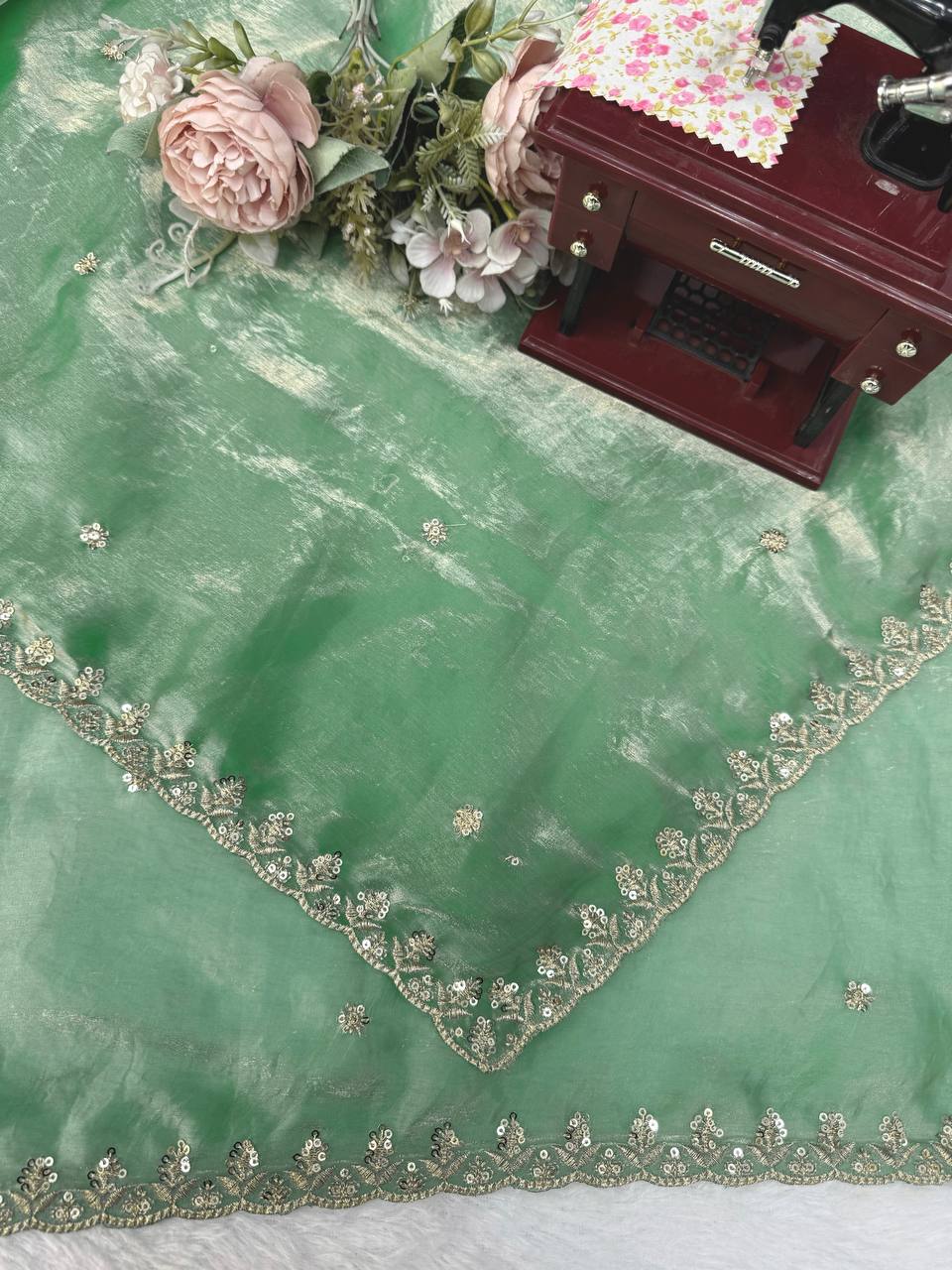 Light Green Fendy Silk Saree - Designer Saree for Women
