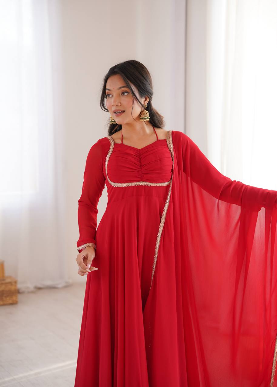 Georgette Anarkali Suit with Dupatta - Party Wear Anarkali Dress