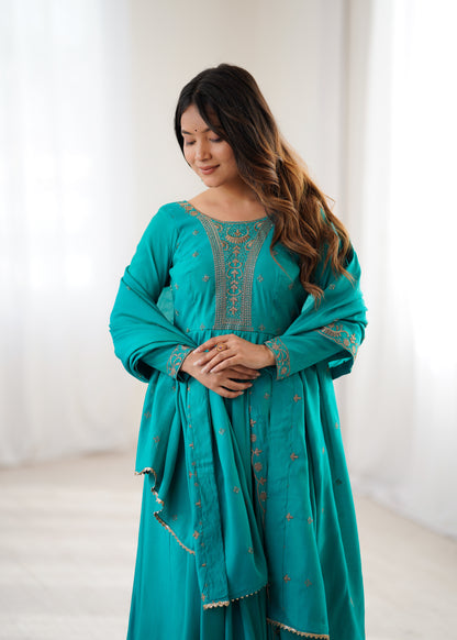 Rama Pure Roman Chanderi Silk Anarkali Suit for Women