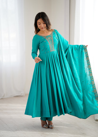 Rama Pure Roman Chanderi Silk Anarkali Suit for Women