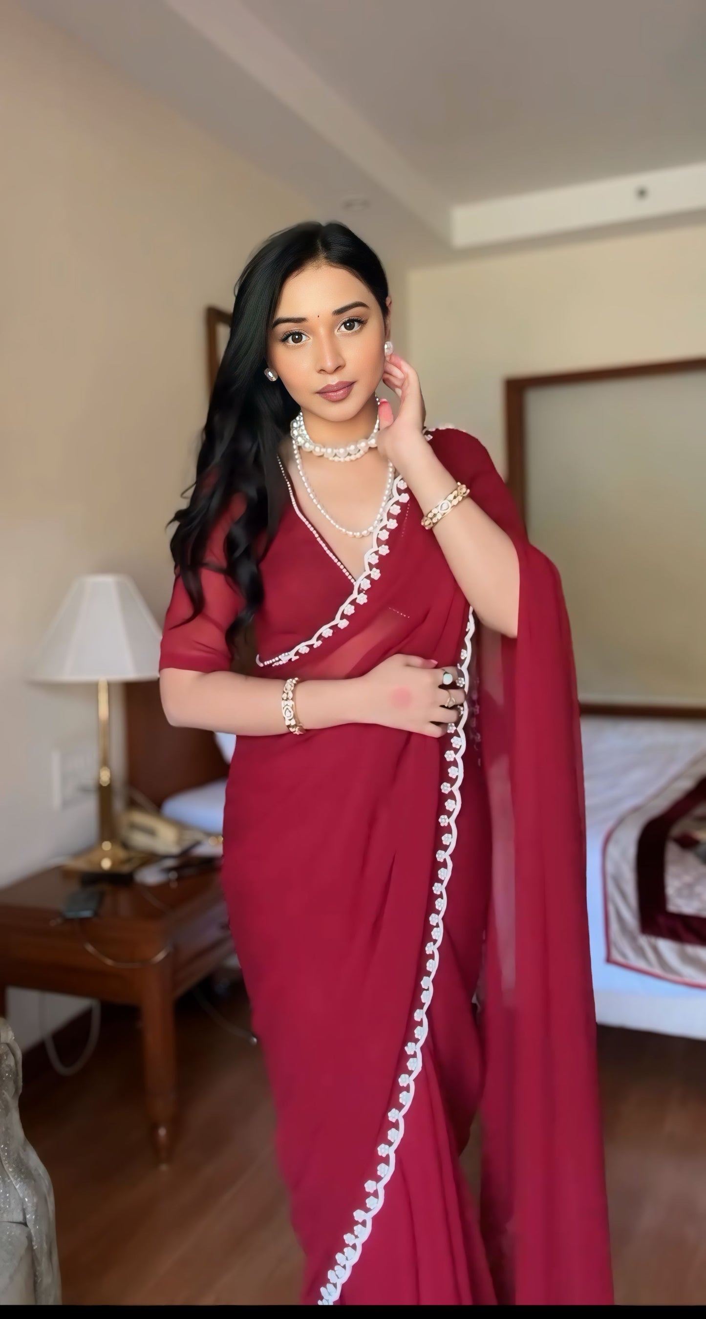 Premium Ready to Wear Saree with Scalloped Border | Ethnic Wear