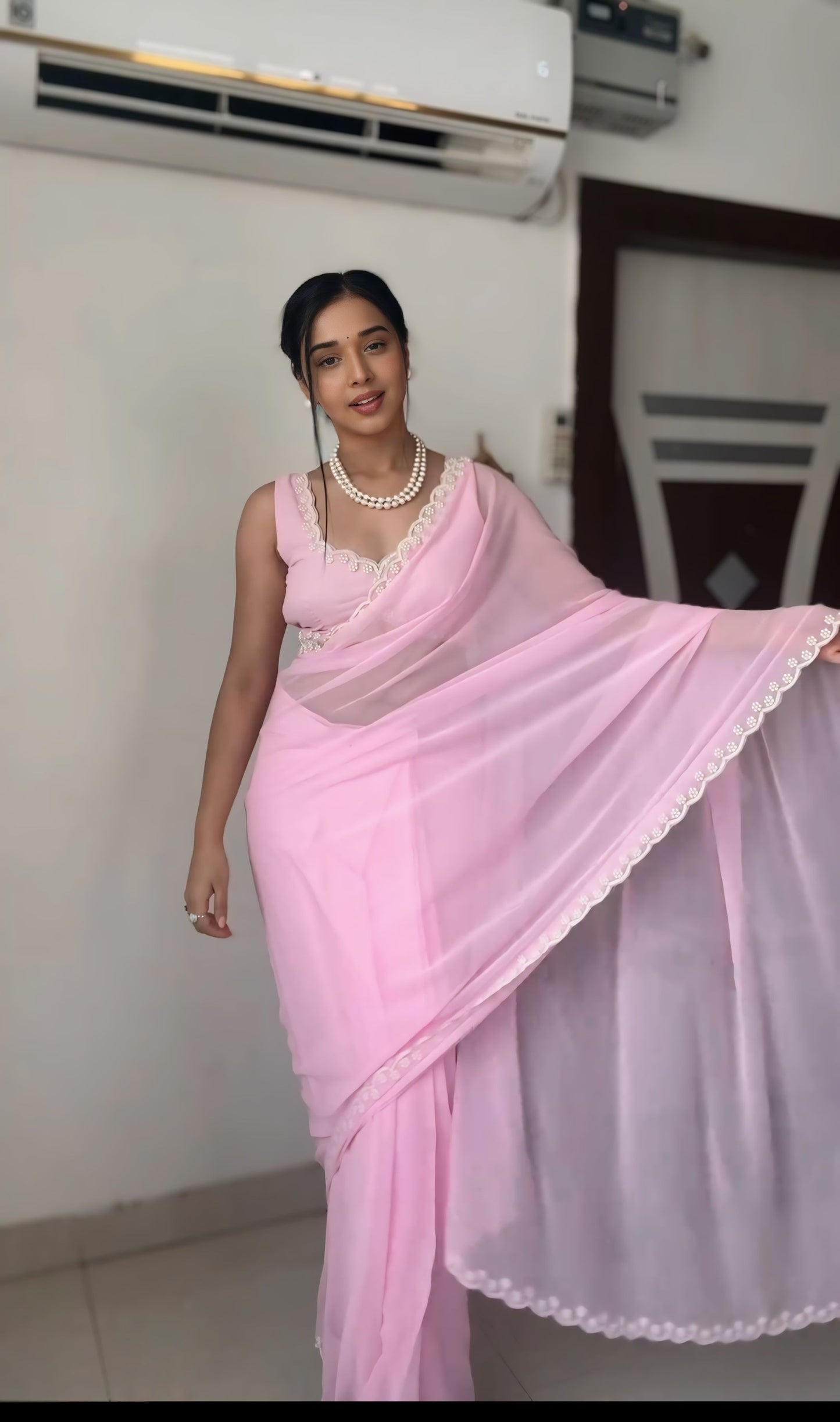 Premium Ready to Wear Saree with Scalloped Border | Ethnic Wear