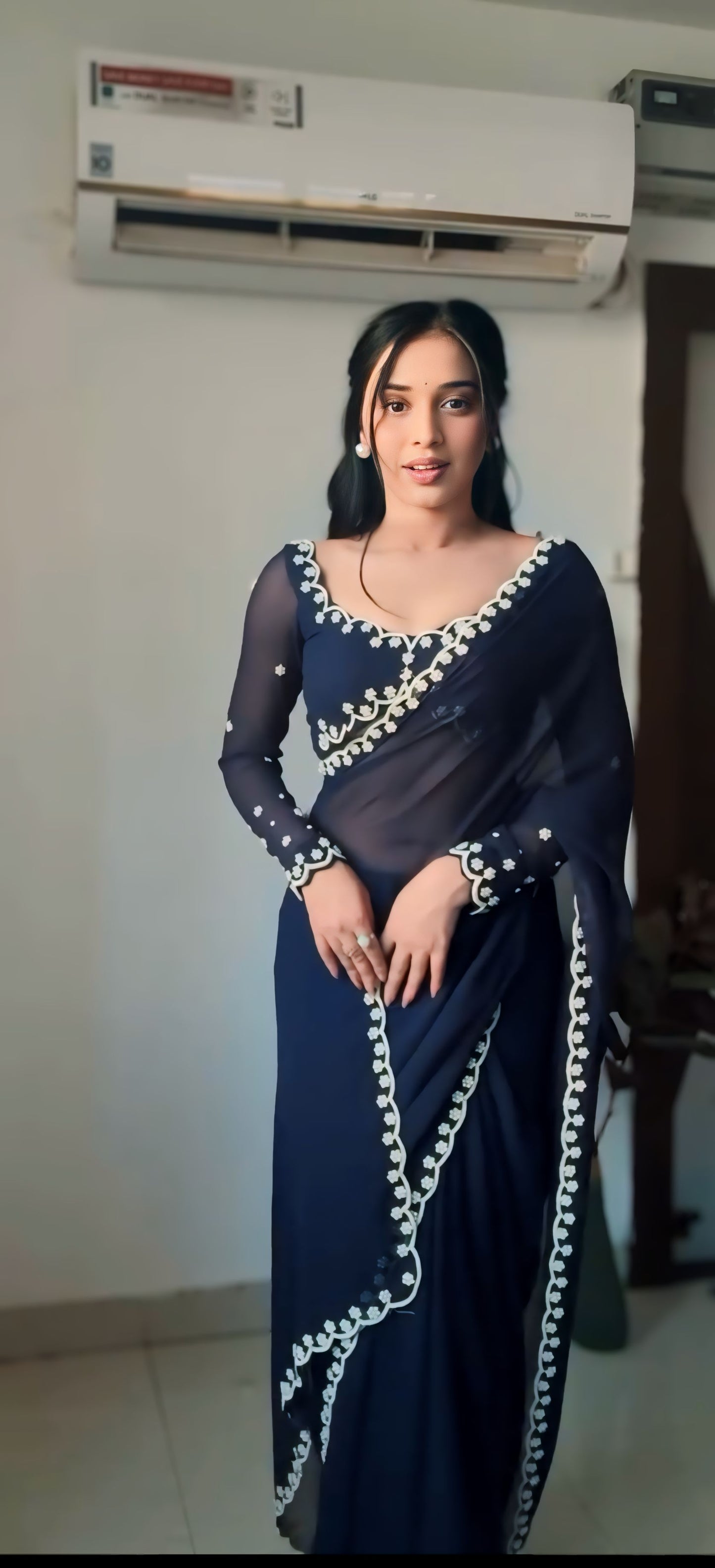 Premium Ready to Wear Saree with Scalloped Border | Ethnic Wear