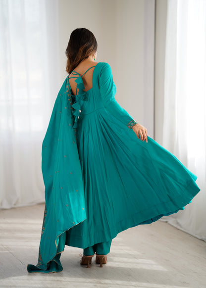 Rama Pure Roman Chanderi Silk Anarkali Suit for Women