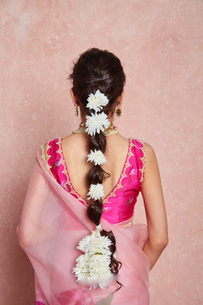 Floral Organza Ready to Wear Saree with Scalloped Border