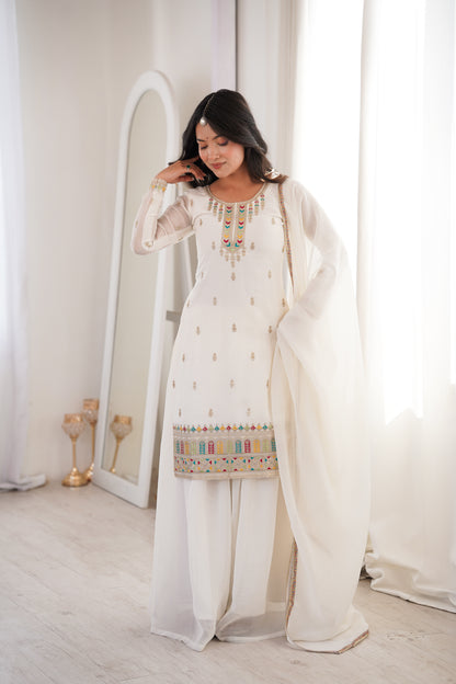 Pakistani Suit Party Wear Sharara Set in Soft Crunchy Silk