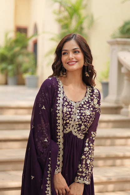 Designer Anarkali Party Wear Gown with Sequins Embroidery