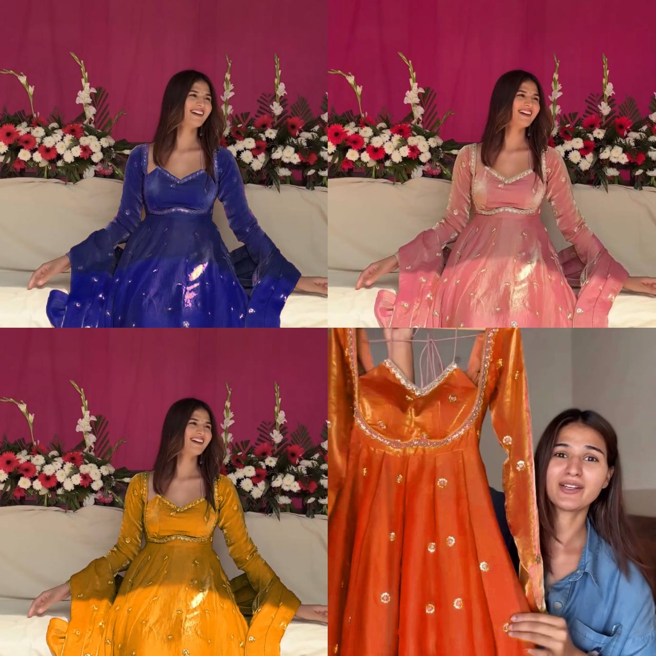 Fendy Silk Anarkali Suit with Thread and Sequence Work