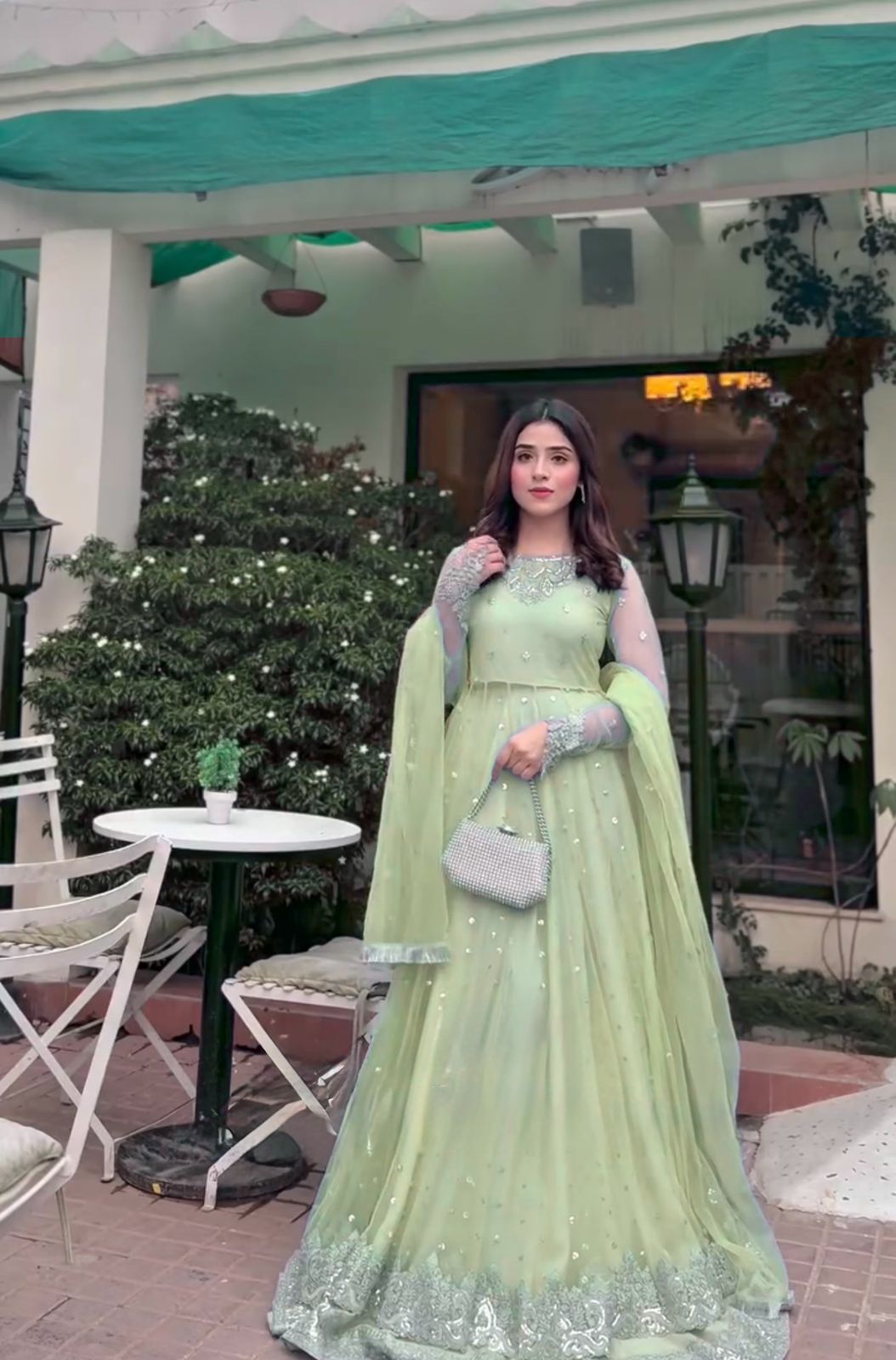 Designer Faux Georgette Anarkali Lehenga Set with Sequence Work