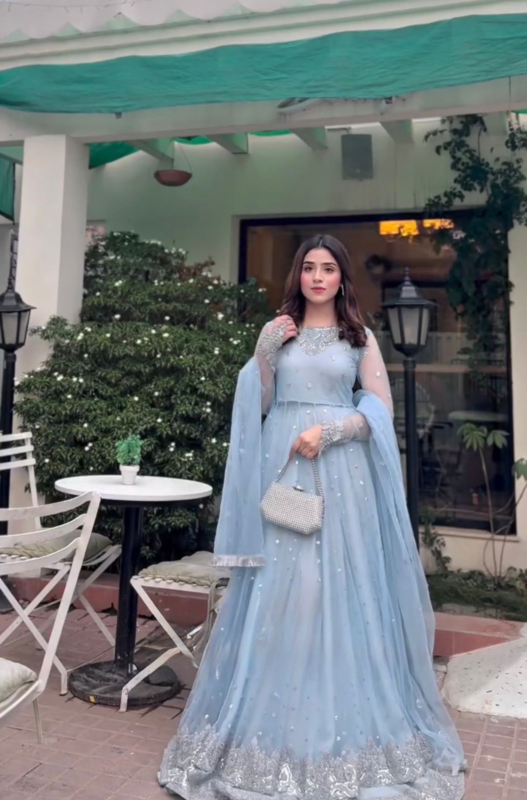 Designer Faux Georgette Anarkali Lehenga Set with Sequence Work