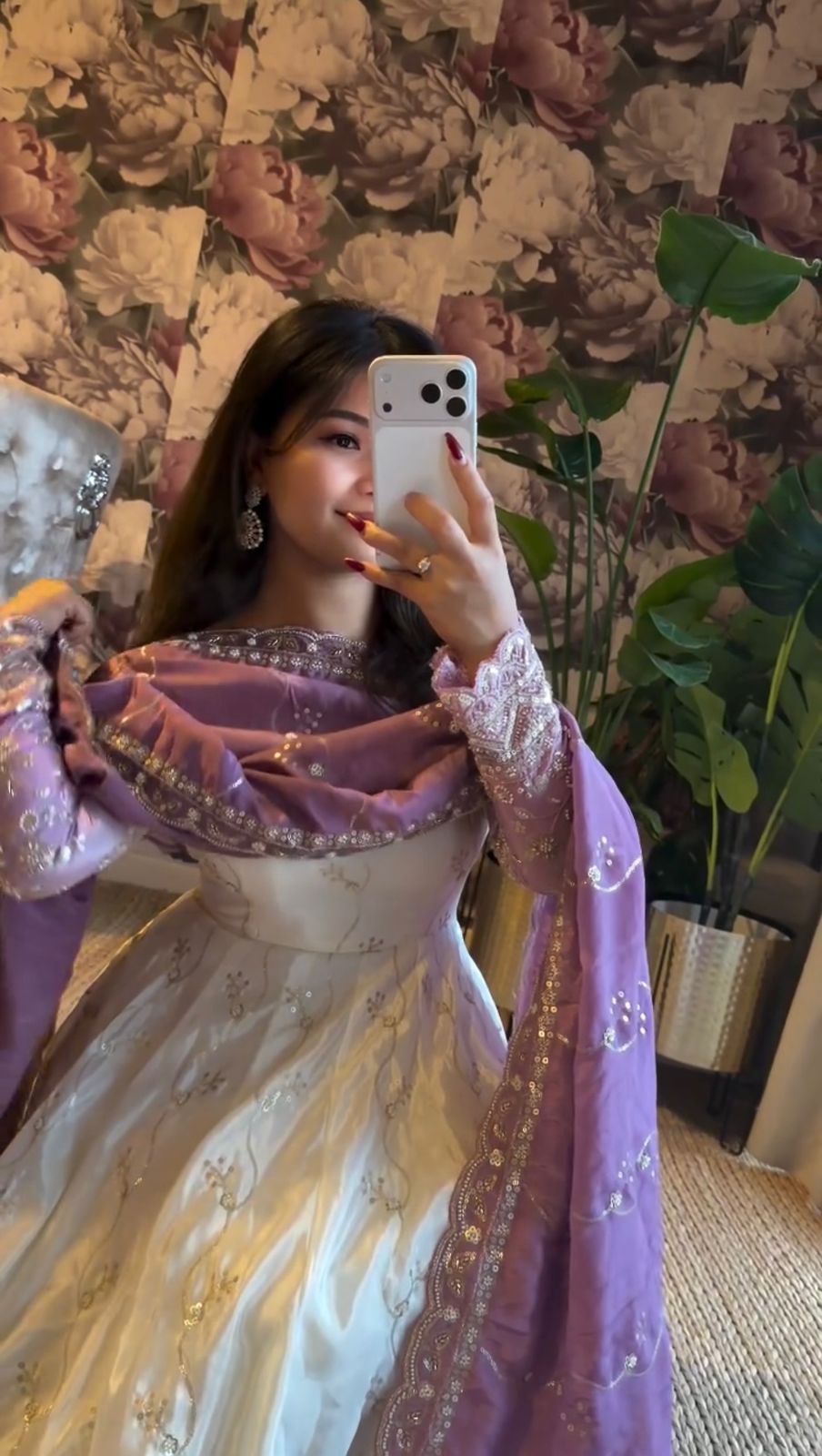 Lavender Ombre Star Georgette Anarkali Suit with Sequence Work