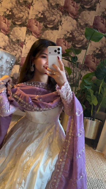 Lavender Ombre Star Georgette Anarkali Suit with Sequence Work