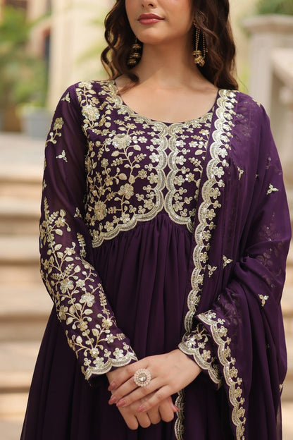 Designer Anarkali Party Wear Gown with Sequins Embroidery