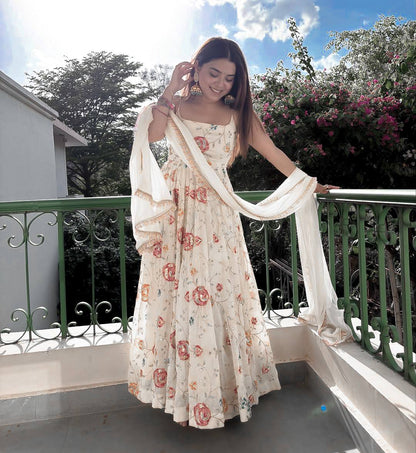 Floral Georgette Anarkali Salwar Kameez Suit with Dupatta