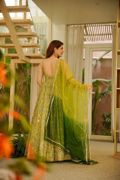 Mustard Yellow Anarkali Gown for Women Party Wear