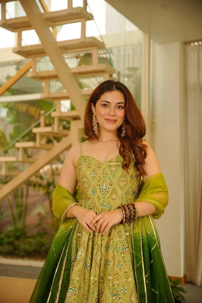 Mustard Yellow Anarkali Gown for Women Party Wear