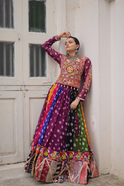 Georgette Navratri Lehenga Choli with Gamthi Work for Garba