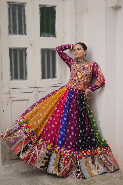 Georgette Navratri Lehenga Choli with Gamthi Work for Garba