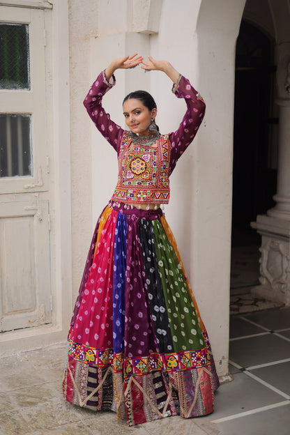 Georgette Navratri Lehenga Choli with Gamthi Work for Garba