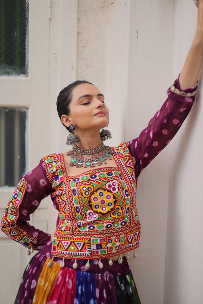 Georgette Navratri Lehenga Choli with Gamthi Work for Garba