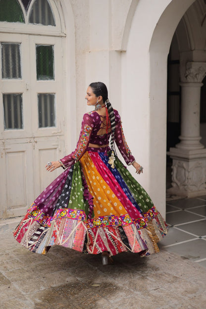 Georgette Navratri Lehenga Choli with Gamthi Work for Garba