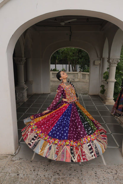 Georgette Navratri Lehenga Choli with Gamthi Work for Garba