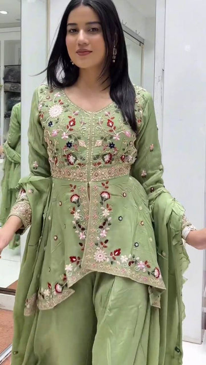 Embroidered Rangoli Silk Party Wear Salwar Suit