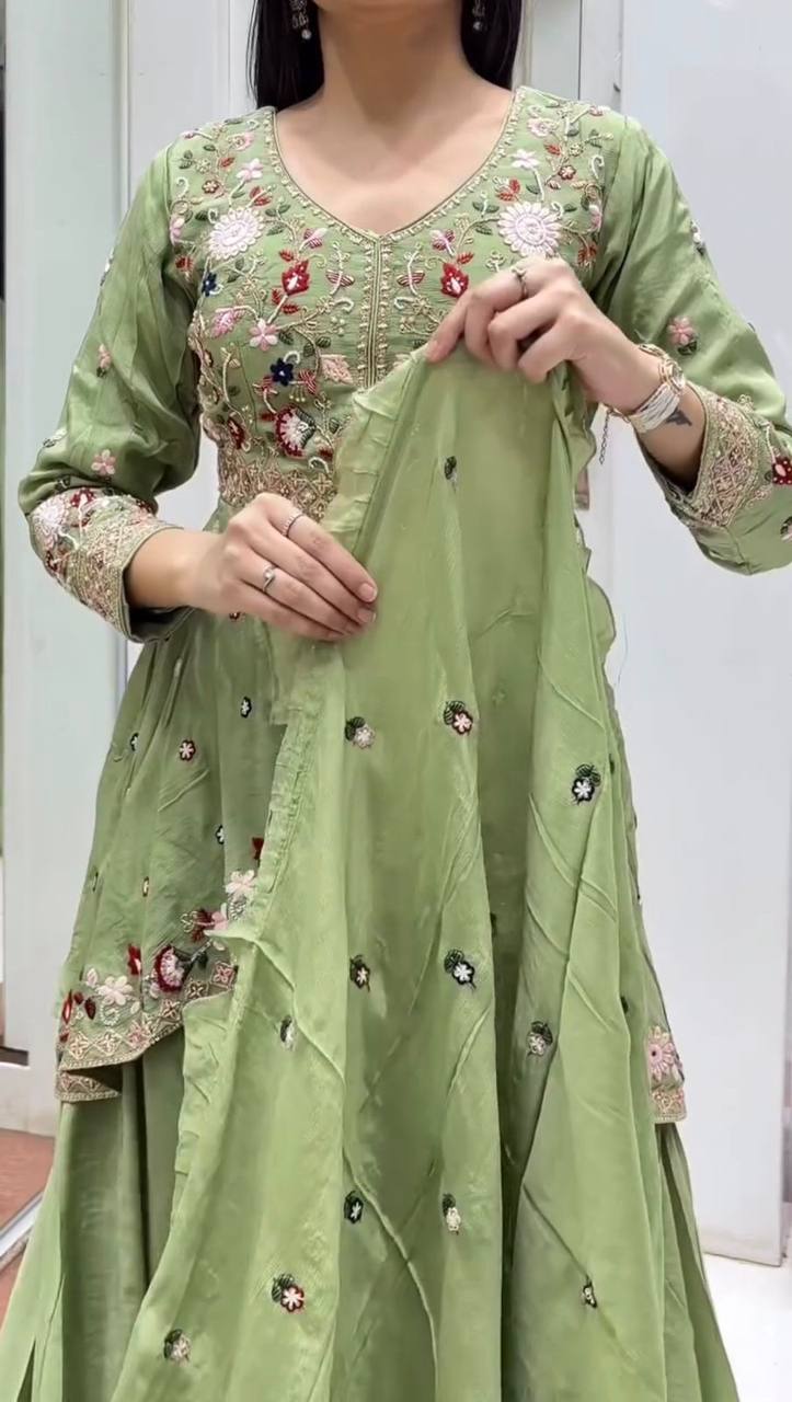 Embroidered Rangoli Silk Party Wear Salwar Suit