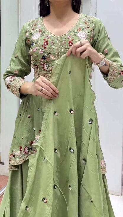 Embroidered Rangoli Silk Party Wear Salwar Suit