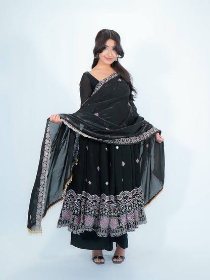 Designer Fendy Silk Anarkali Suit for Women with Sequence Work