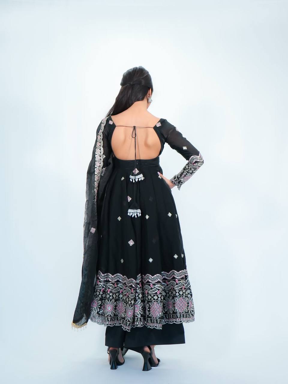 Designer Fendy Silk Anarkali Suit for Women with Sequence Work