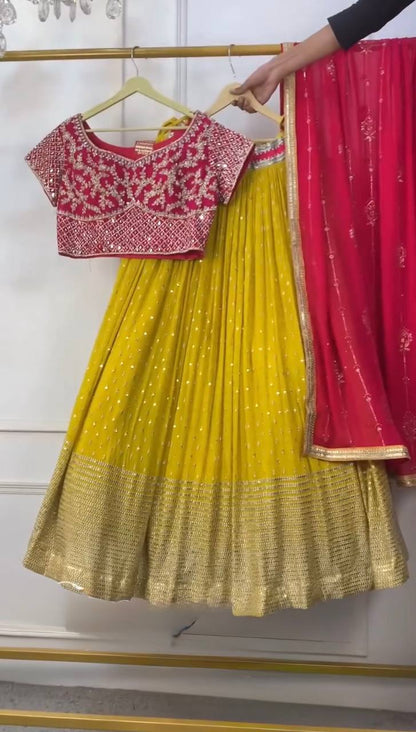 Pink & Yellow Designer Lehengas Choli Party Wear Suits for Women