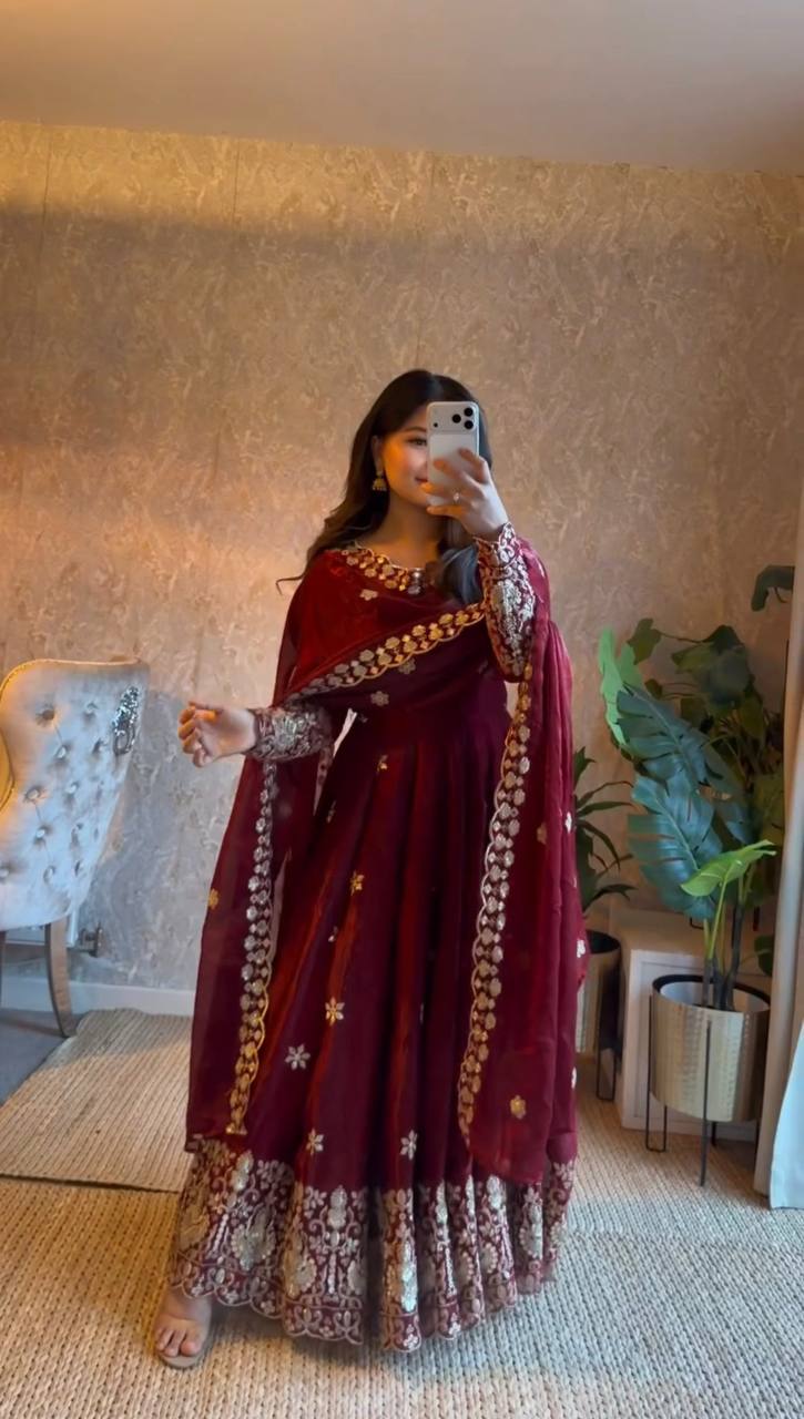 Premium Fendy Silk Anarkali Suit for Women