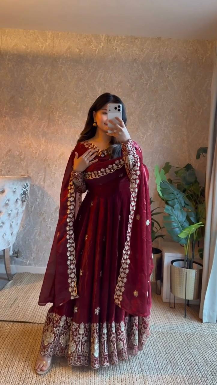 Premium Fendy Silk Anarkali Suit for Women