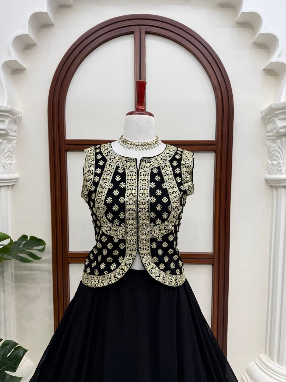 Elegant Black Lehenga Choli for Women with Gold Gota Patti