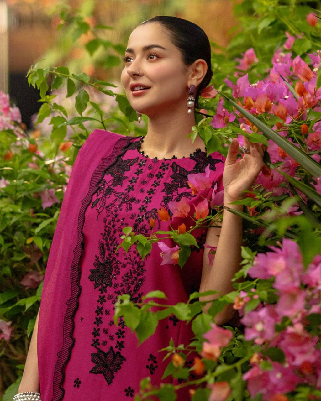 Magenta Roman Silk Embroidered Kurti Set with Dupatta