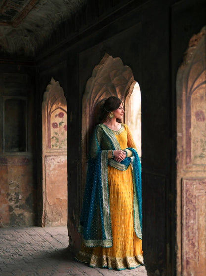 Yellow Soft Net Pakistani Suit for Women - Party Wear Salwar Kameez
