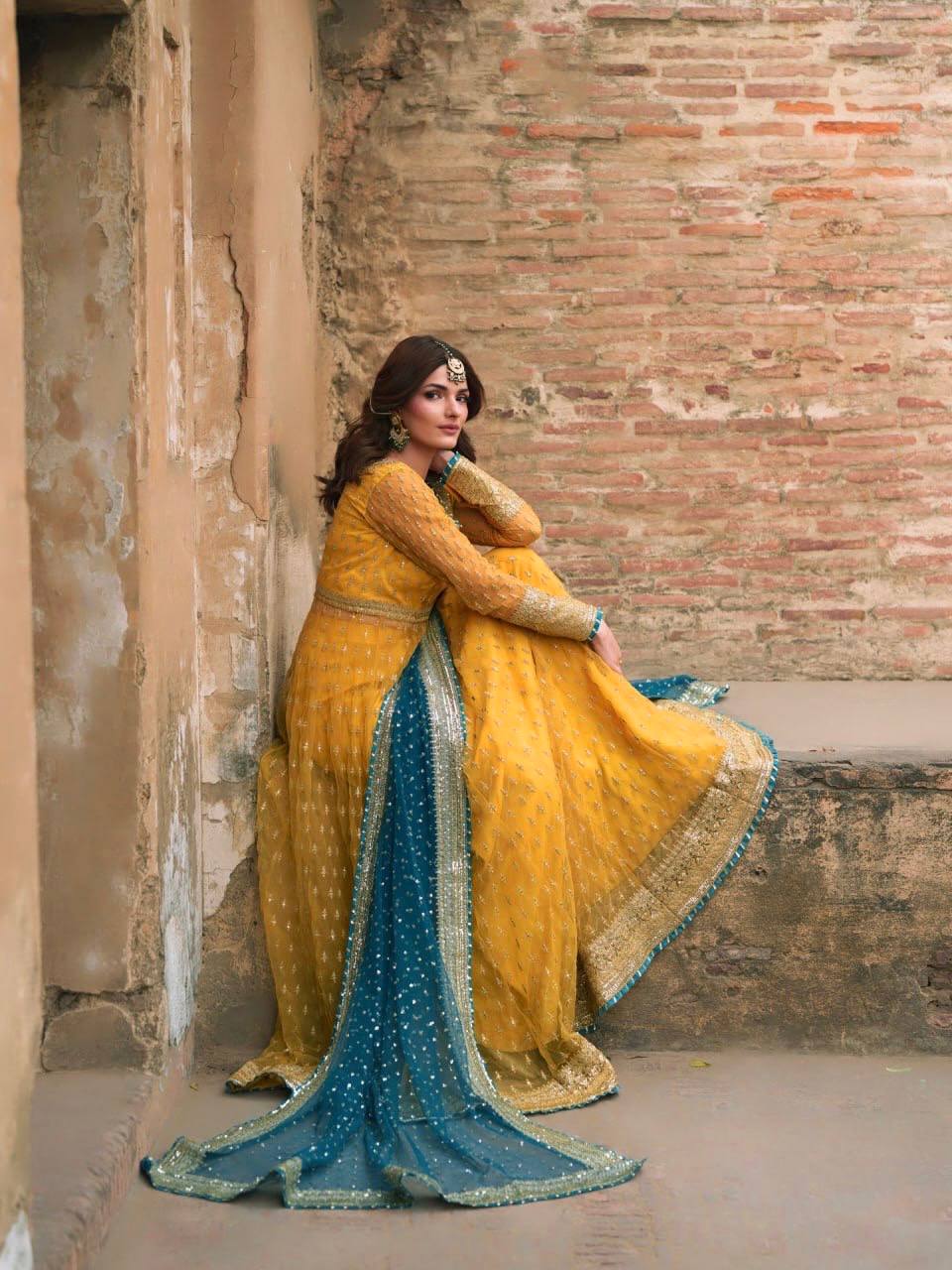 Yellow Soft Net Pakistani Suit for Women - Party Wear Salwar Kameez
