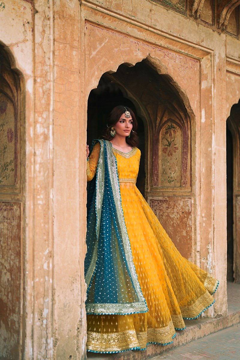 Yellow Soft Net Pakistani Suit for Women - Party Wear Salwar Kameez