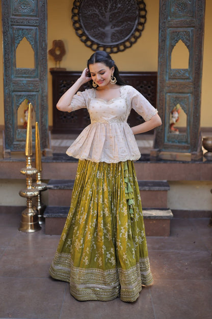 Viscose Jacquard Party Wear Lehenga Choli for Women