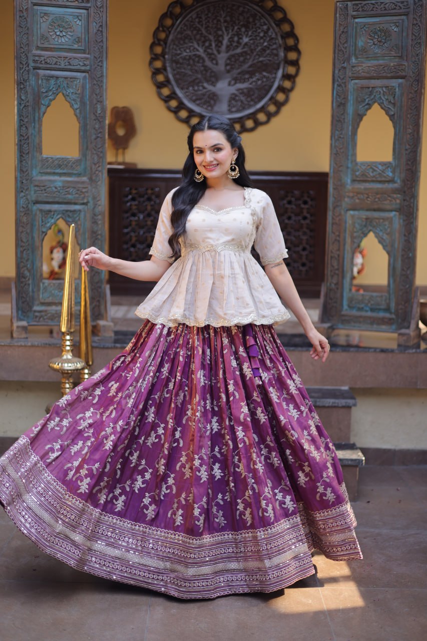 Viscose Jacquard Party Wear Lehenga Choli for Women